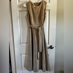 Calvin Klein tan suede midi dress with belt